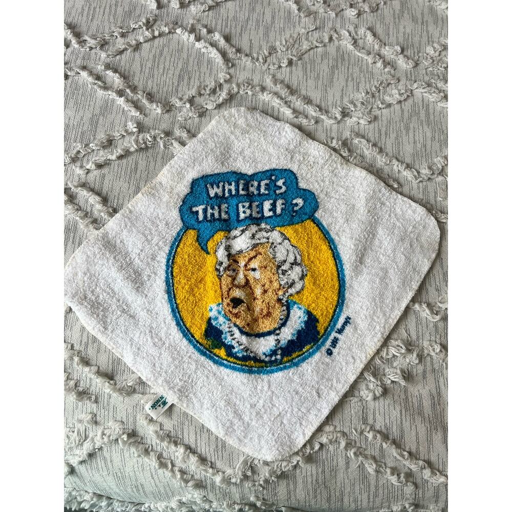 Vintage Wendy’s Clara Pellar Where’s The Beef Towel and Washcloth Set  1984